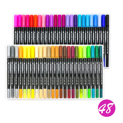 Set de 48 Feutres Double Pointe – Dual Tip Brush Pens - Librairie Oxford City