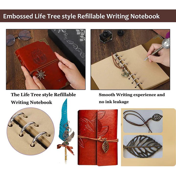 Set d’Écriture à Plume & Carnet Vintage – Coffret Calligraphie Élégant (28.5×20cm) - Librairie Oxford City