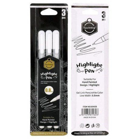 Keep Smiling - Lot de 3 Stylos Gel Blanc 0.8mm - Librairie Oxford City