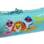 Trousse ronde Baby Shark bleue jaune et rose avec fermeture éclair