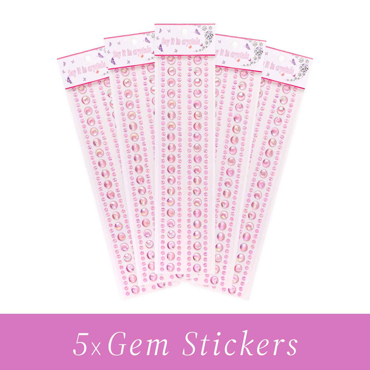 Gem Stickers Strass Coquillage ROSE – Lot de 5 Planches - Librairie Oxford City