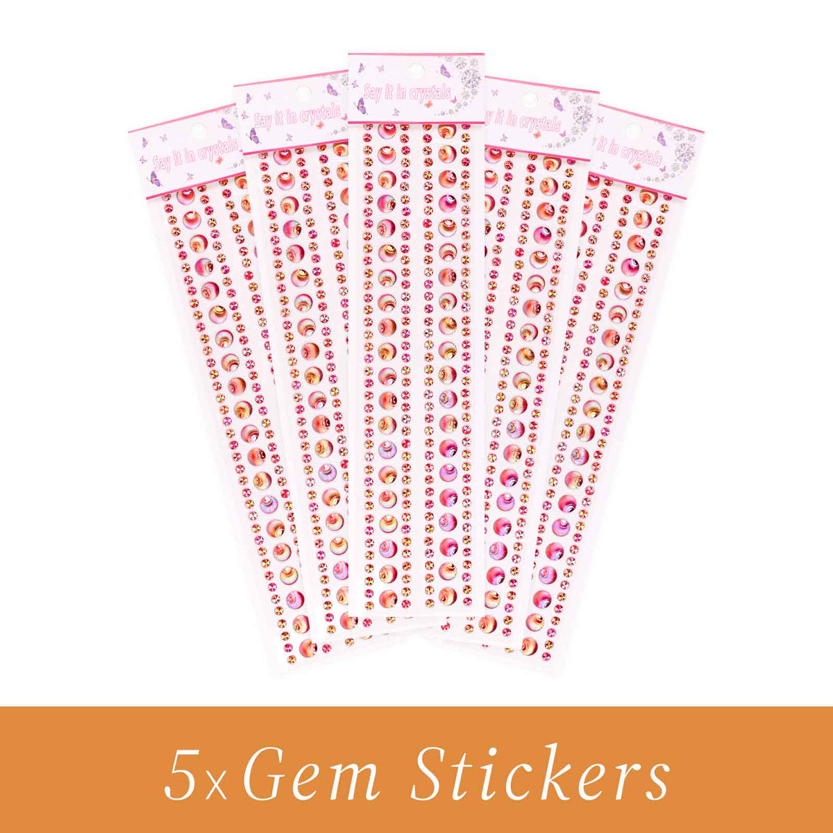 Gem Stickers Strass Coquillage ORNAGE – Lot de 5 Planches - Librairie Oxford City