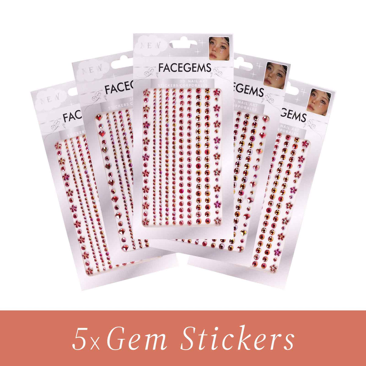 Face Gems Strass ORANGE – Lot de 5 Planches - Librairie Oxford City