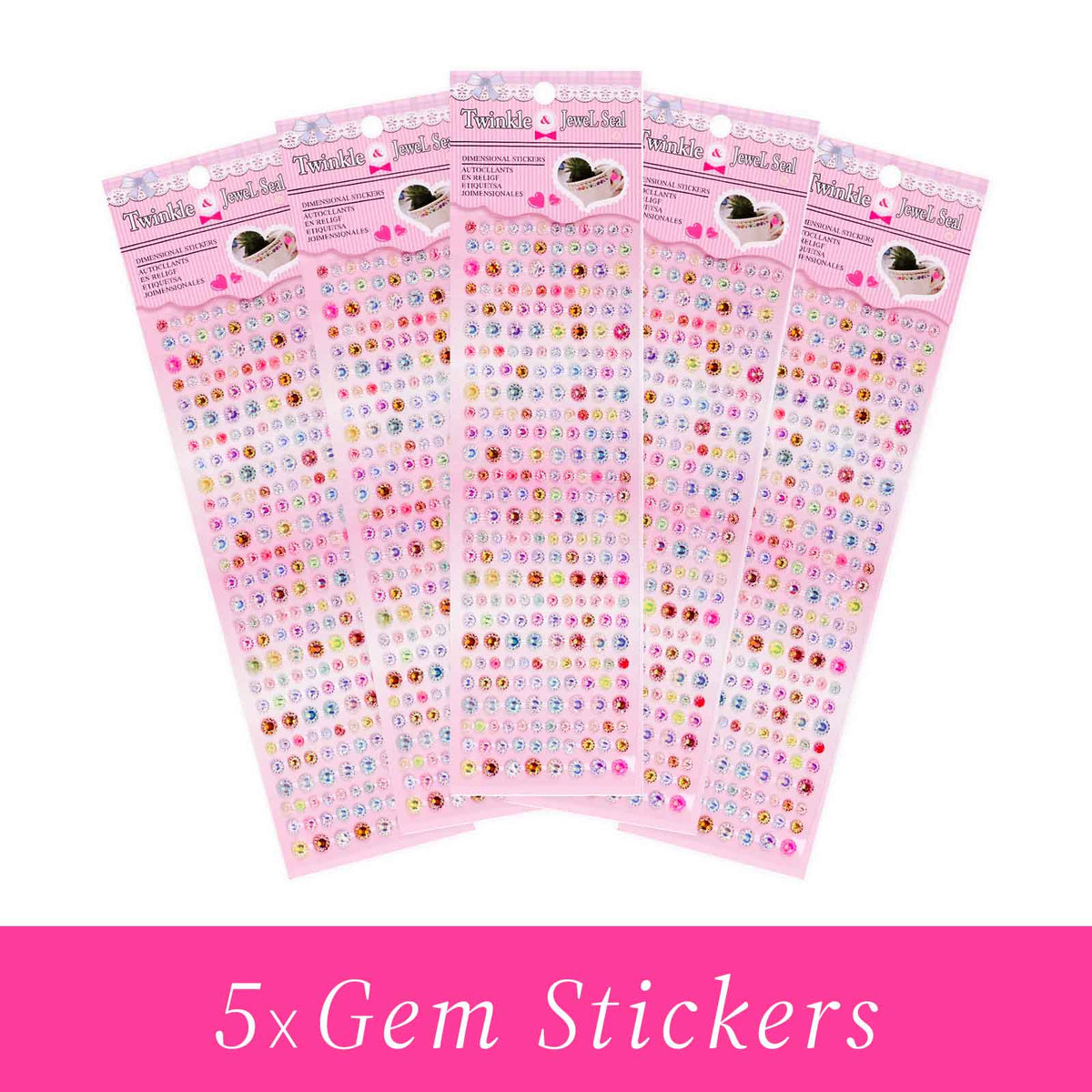 Gem Stickers Strass Diamant Serti MULTICOULEUR – Lot de 5 Planches - Librairie Oxford City