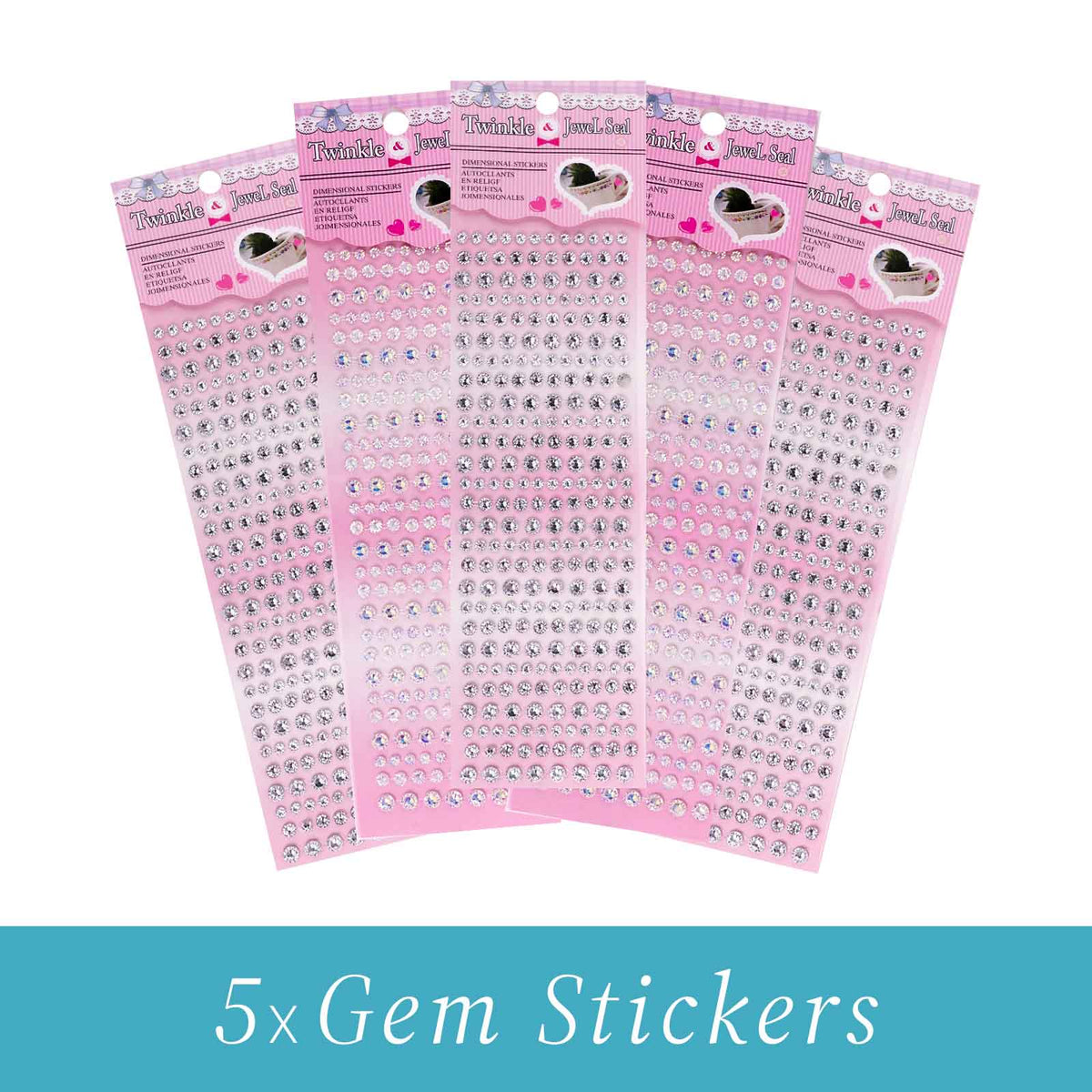 Gem Stickers Strass Diamant Serti ARGENT & BLANC – Lot de 5 Planches - Librairie Oxford City