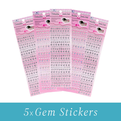 Gem Stickers Strass Diamant Serti ARGENT & BLANC – Lot de 5 Planches - Librairie Oxford City