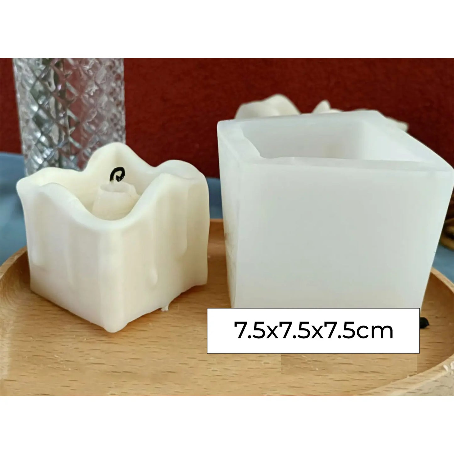 🕯️ Moule Silicone Bougie Carrée Effet Cire Fondue – 7,5 × 7,5 × 7,5 cm - Librairie Oxford City