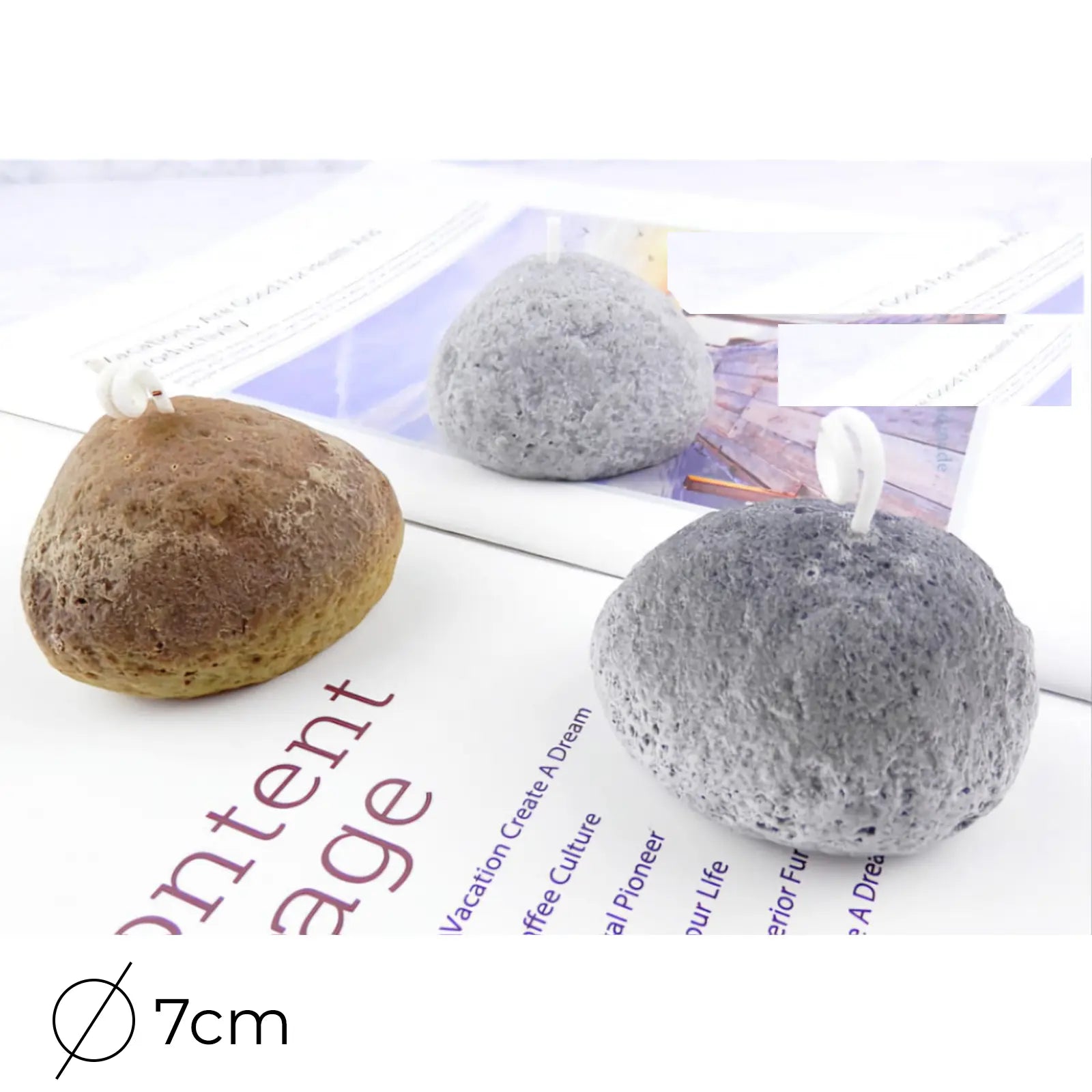 🍃 Moule Silicone Pierre Ronde – 7 cm | Effet Pierre Naturelle pour Résine, Plâtre ou Bougie - Librairie Oxford City