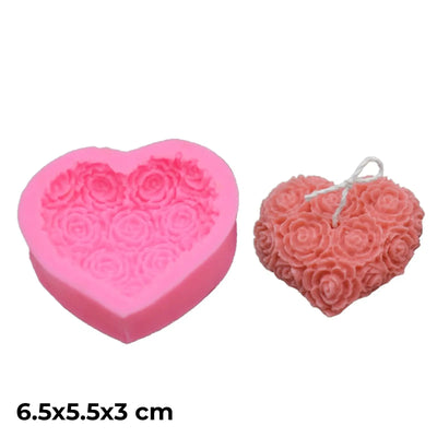 💖 Moule Silicone Cœur Fleuri – 6,5 × 5,5 × 3 cm | Pour Bougie, Savon, Résine ou Plâtre - Librairie Oxford City