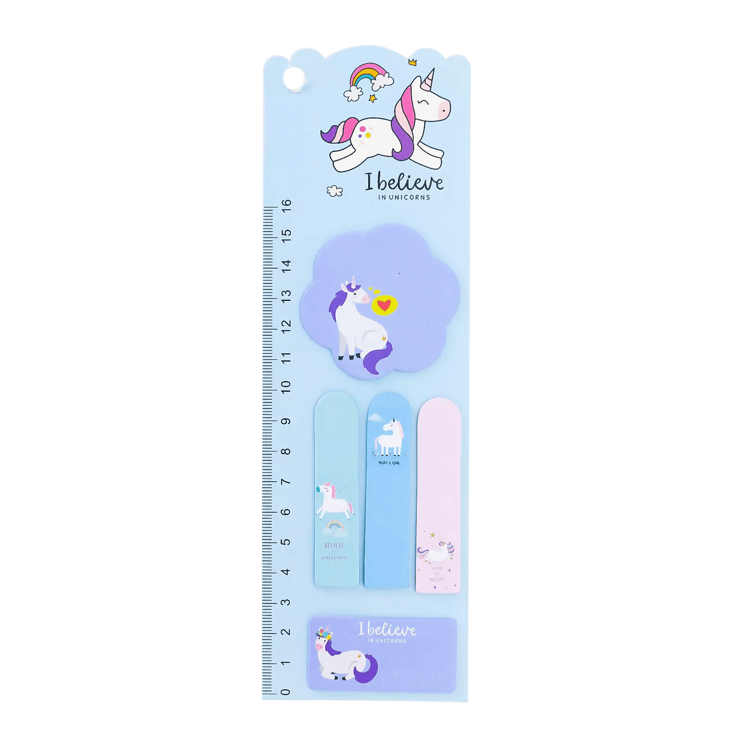 Set de Notes Autocollantes & Règle – “I Believe in Unicorns” - Librairie Oxford City