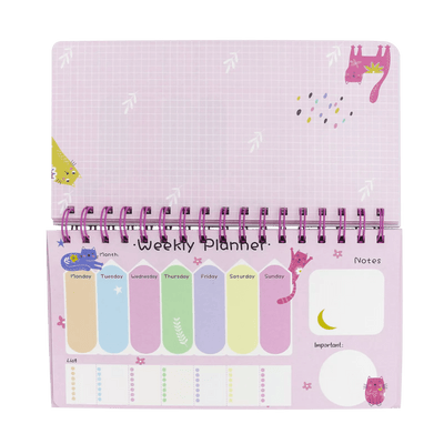 Planificateur Hebdo “Kawaii Cats” – Spirale Rose - Librairie Oxford City