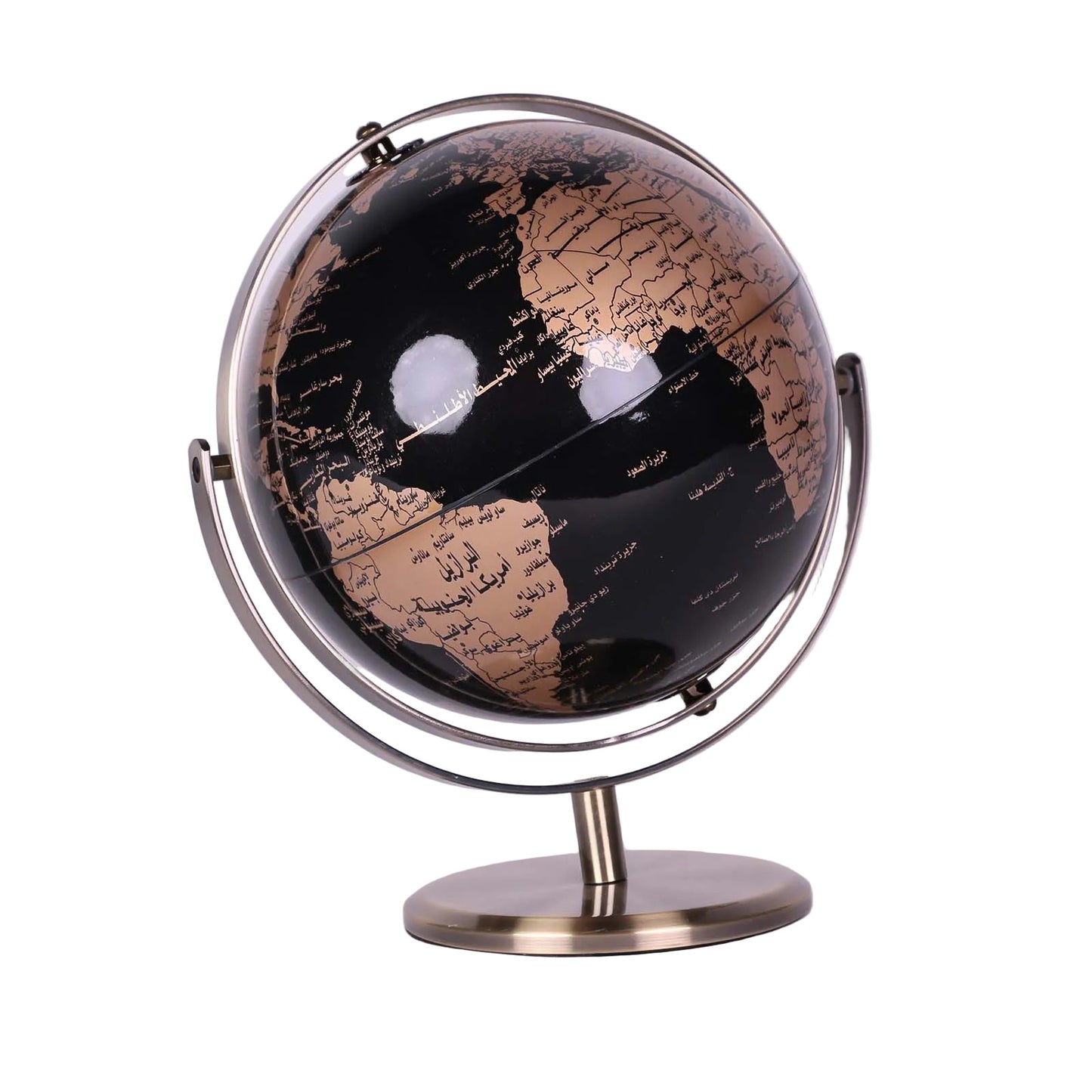 Globe Terrestre Décoratif en Arabe – Rotation 360° – Diamètre 20 cm – Pied Métal Doré - Librairie Oxford City