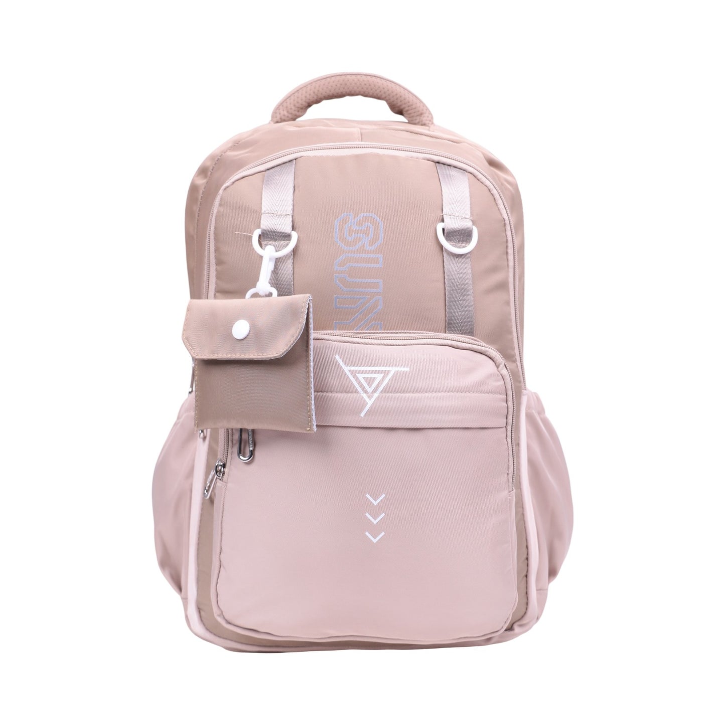 Sac à dos scolaire grand format avec pochette amovible — Beige