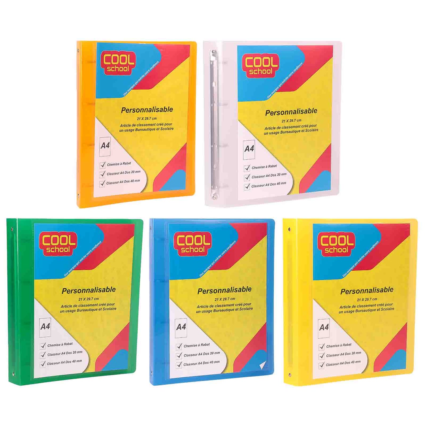 Classeur 4 Anneaux PP Glossy A4 40mm Personnalisable — Cool School - Librairie Oxford City