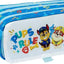 Trousse 3 compartiments Paw Patrol bleue et rouge avec motifs personnages