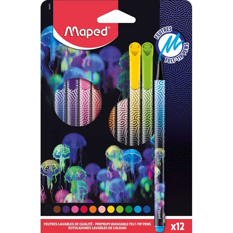 Maped Deepsea Paradise - 12 Feutres Premium - pointe 2,5mm - pochette carton - Librairie Oxford City