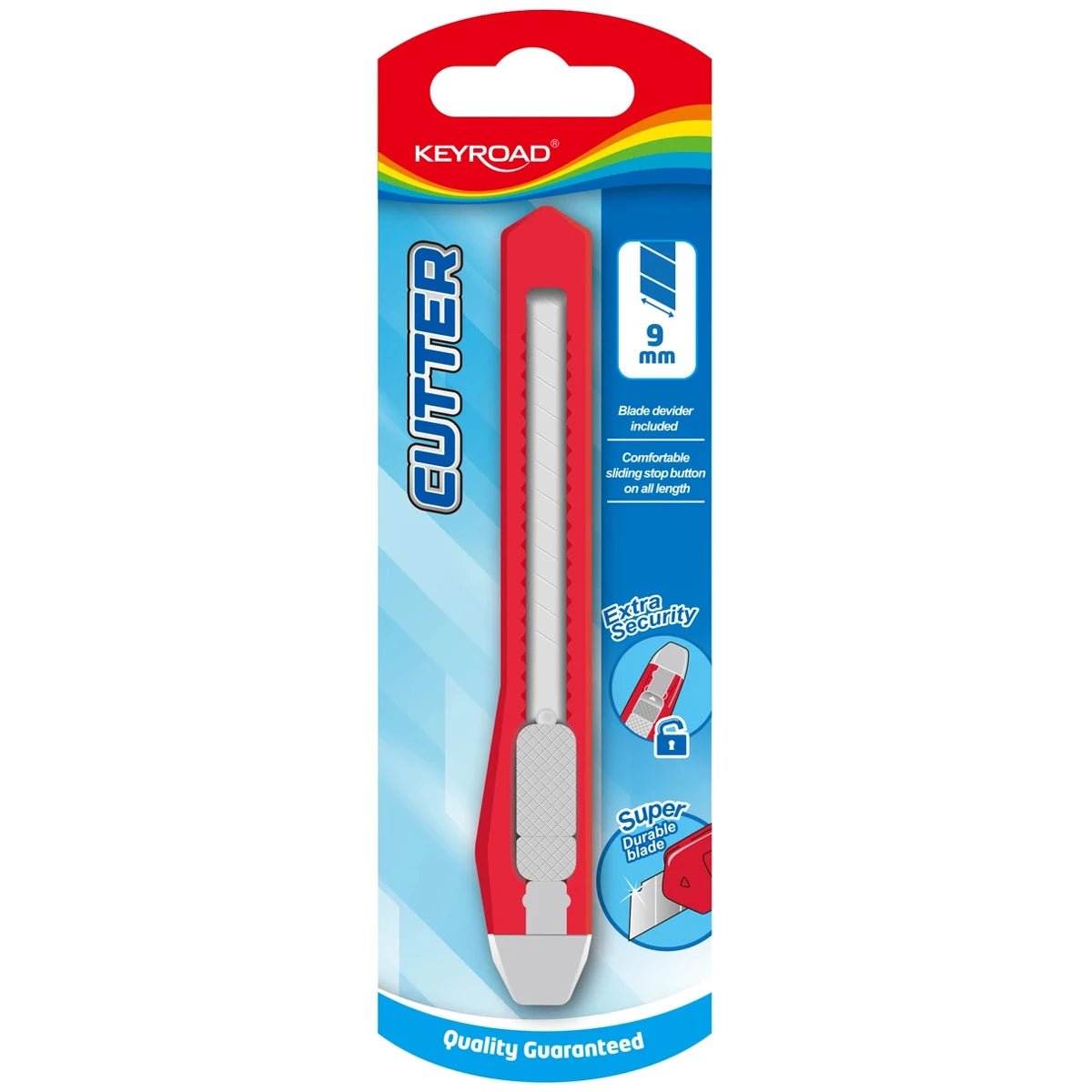 Keyroad – Cutter 9 mm lame rétractable rouge - Librairie Oxford City
