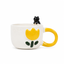 Mug en Céramique Décoratif — Motif Chat et Fleurs
