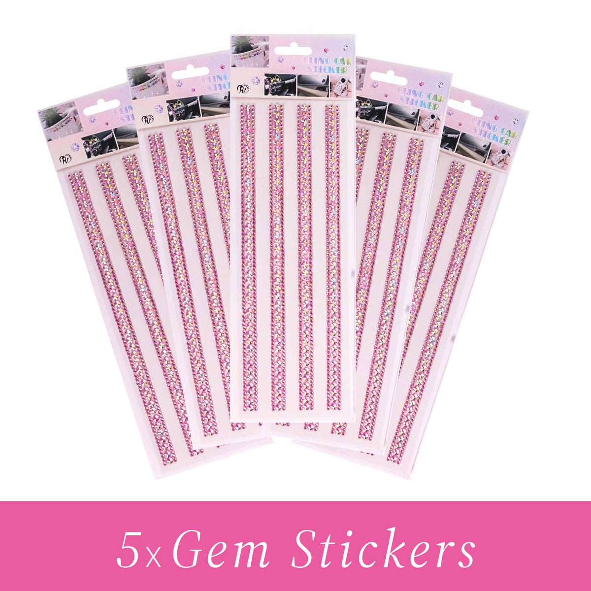 Gem Stickers Strass Rose Irisé – Lot de 5 Planches - Librairie Oxford City