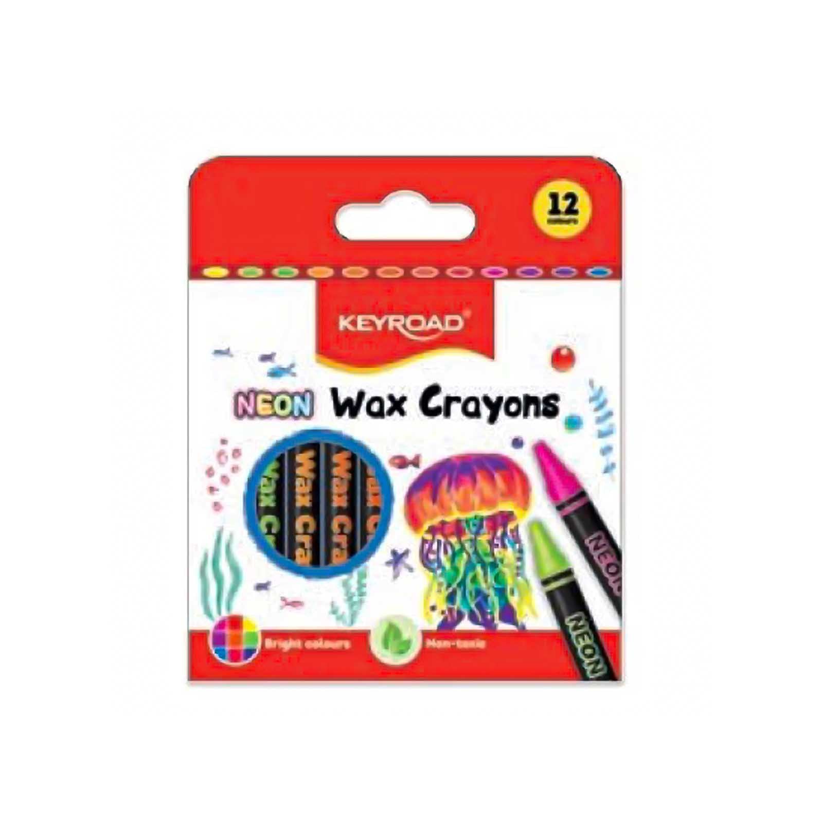 Keyroad Neon Wax Crayons Set, 12 Colors, Model KR972833 - Librairie Oxford City