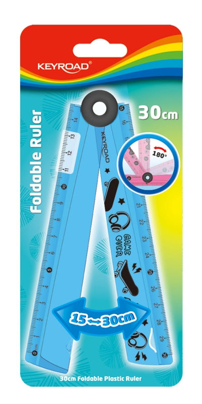 Règle pliable KEYROAD, règle de 15 à 30 cm + rapporteur + compas en un, pendentif, couleurs assorties - Librairie Oxford City