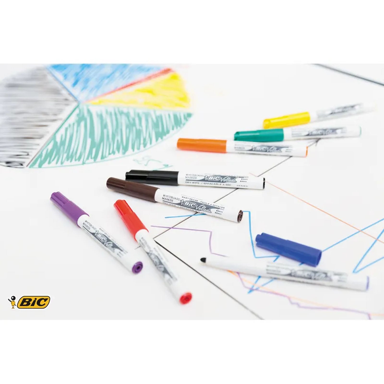 BIC VELLEDA 1741 - Pack de 6 marqueurs effaçables - pointe ogive - couleurs assorties - Librairie Oxford City