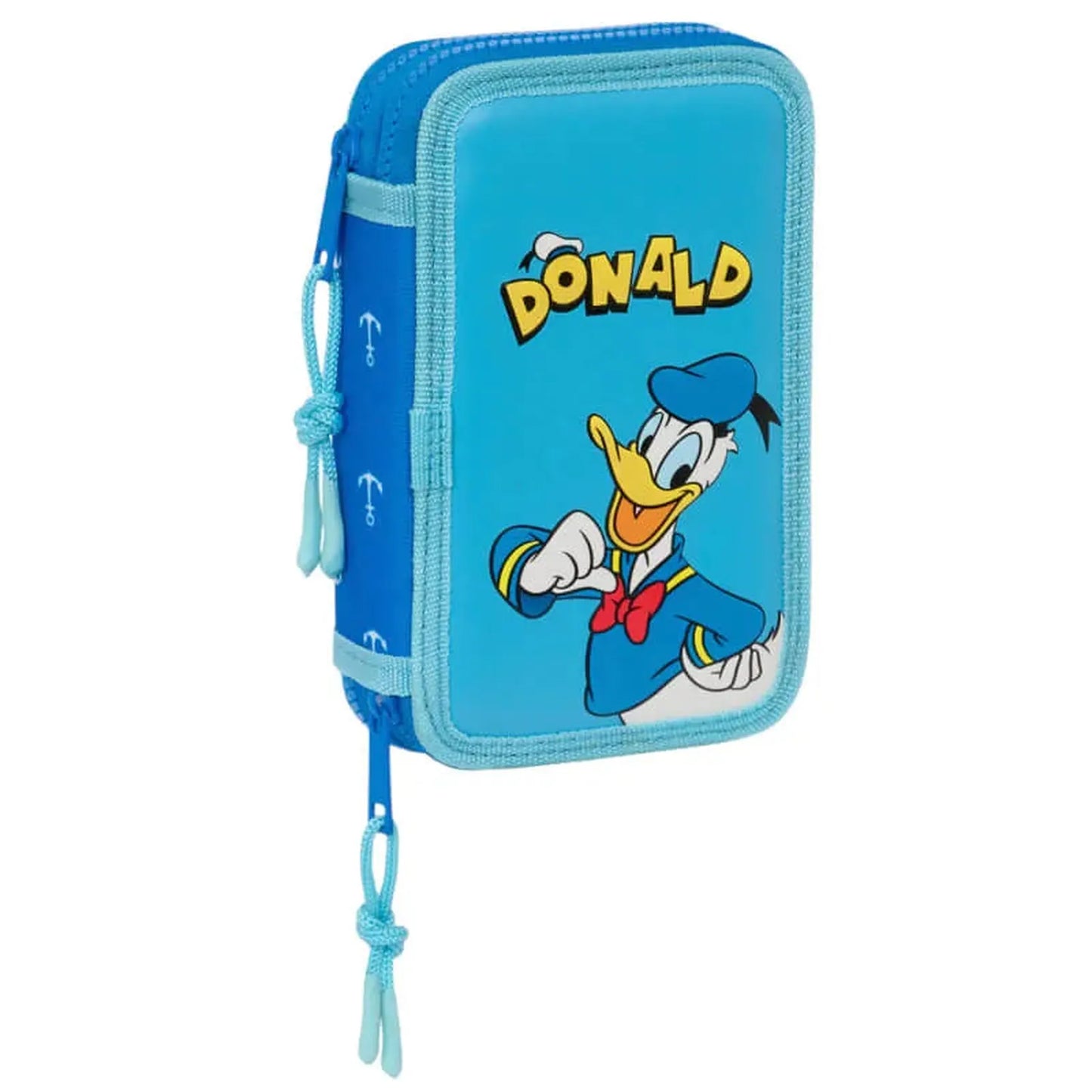 Trousse plate Donald Duck bleue avec fermeture éclair et motif Disney