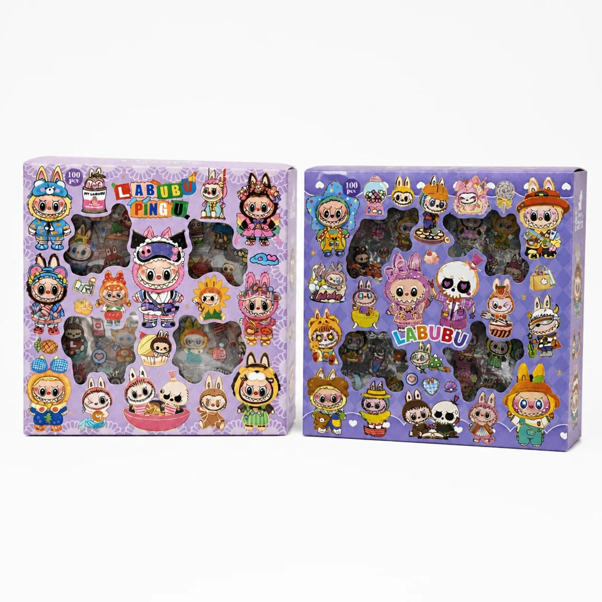 Ct de 100 Stickers Transparents — Personnages Labubu & Pingu - Librairie Oxford City