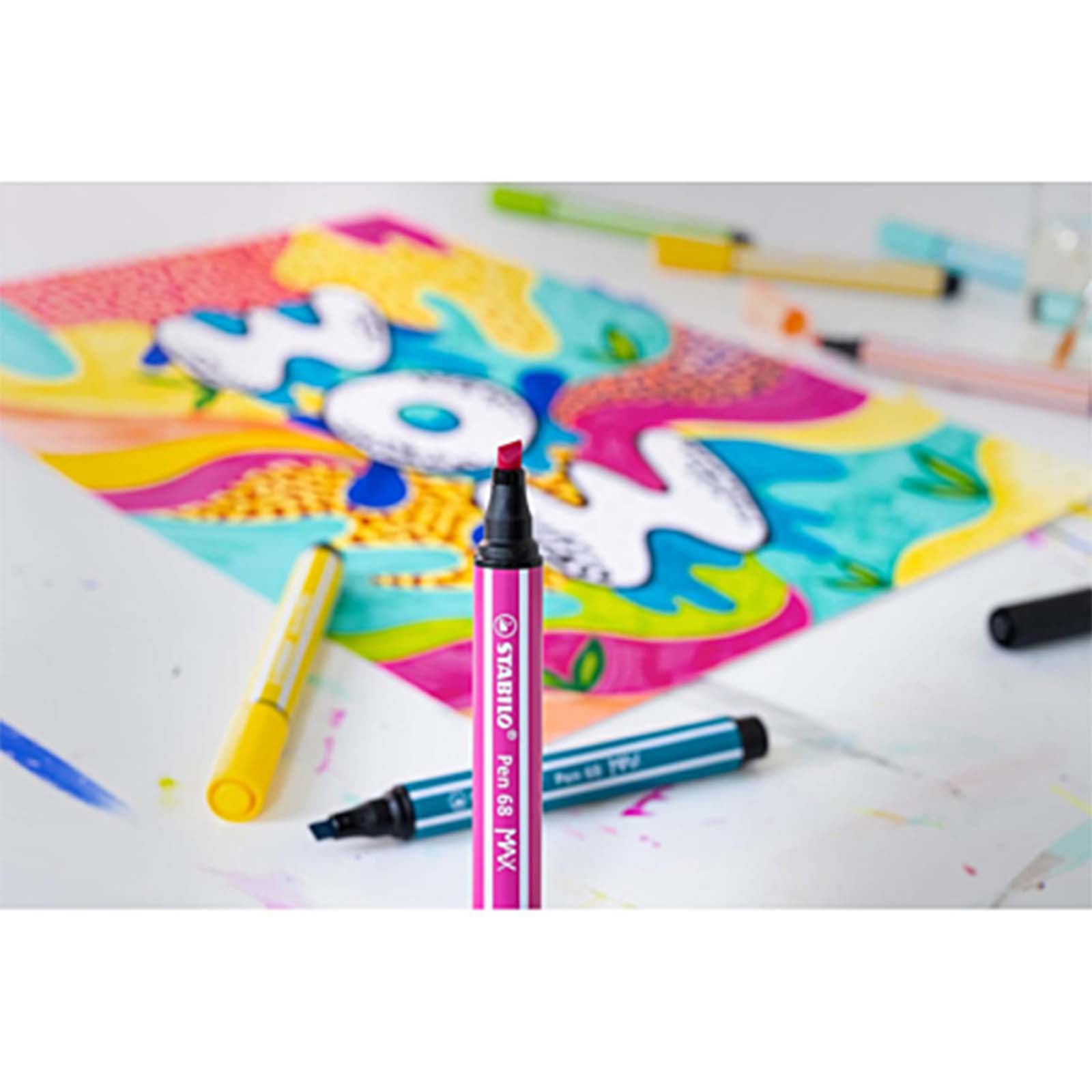 🖊️ Set de 24 Feutres STABILO Pen 68 MAX Arty | Pointe Biseautée & Couleurs Vibrantes - Librairie Oxford City