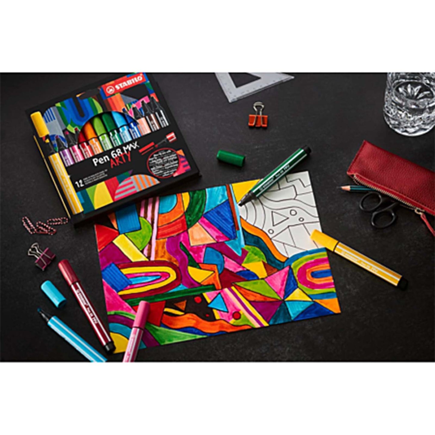 🖊️ Set de 18 Feutres STABILO Pen 68 MAX Arty | Pointe Biseautée & Couleurs Ultra Vives - Librairie Oxford City