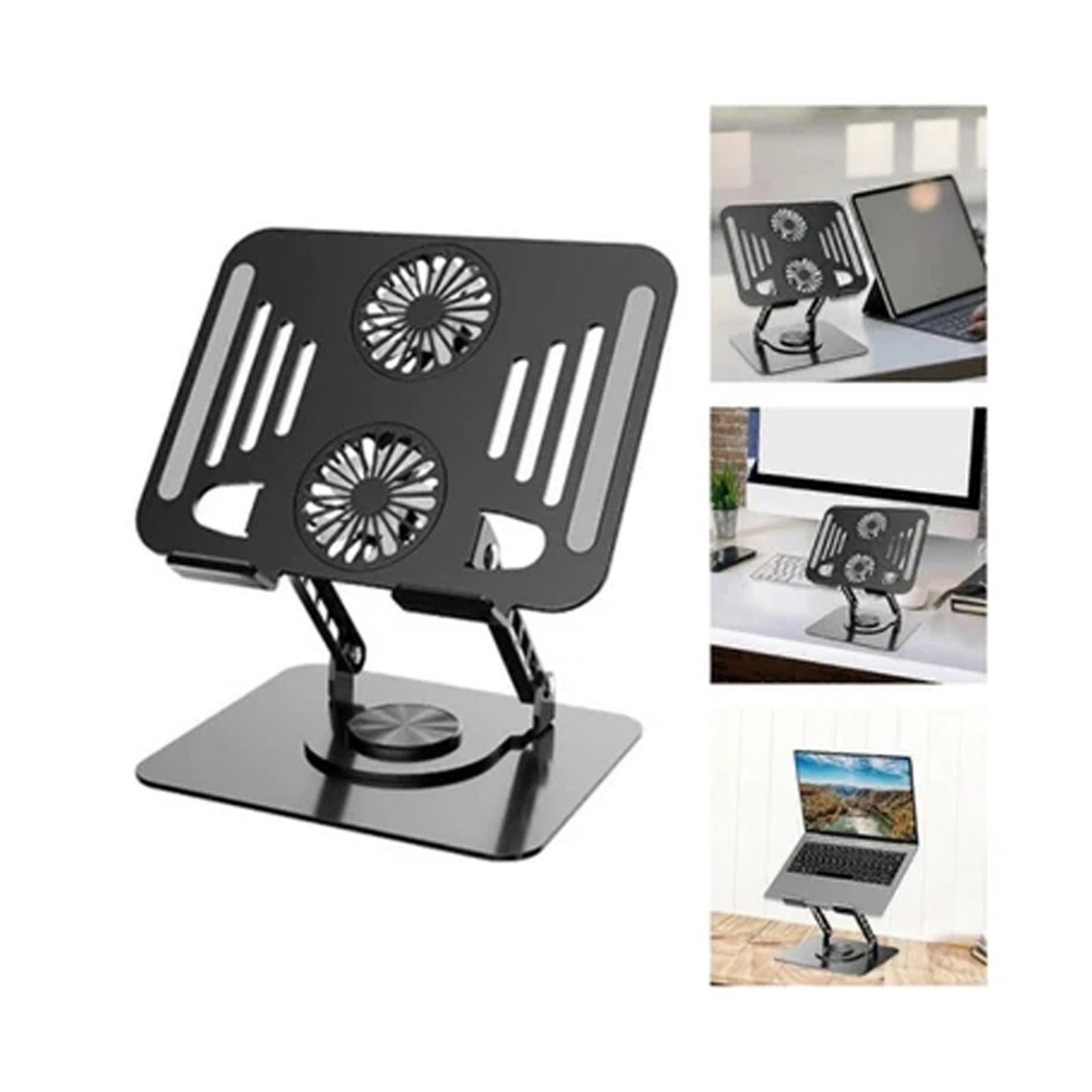 Support Ordinateur Métal Noir Ventilé Réglable - Librairie Oxford City