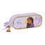 Trousse scolaire Disney Wish 2 zips violet et doré avec breloque