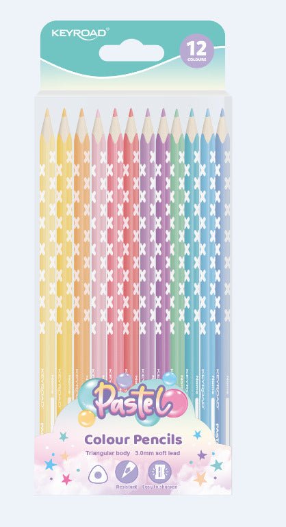 ENSEMBLE DE 12 CRAYONS DE COULEUR COULEURS PASTEL - Librairie Oxford City