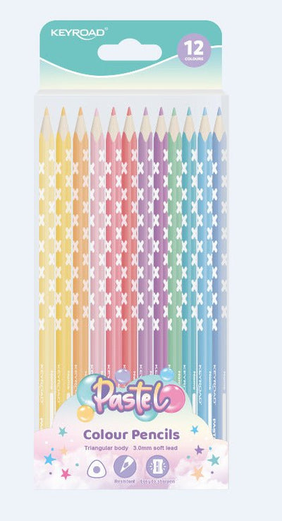 ENSEMBLE DE 12 CRAYONS DE COULEUR COULEURS PASTEL - Librairie Oxford City