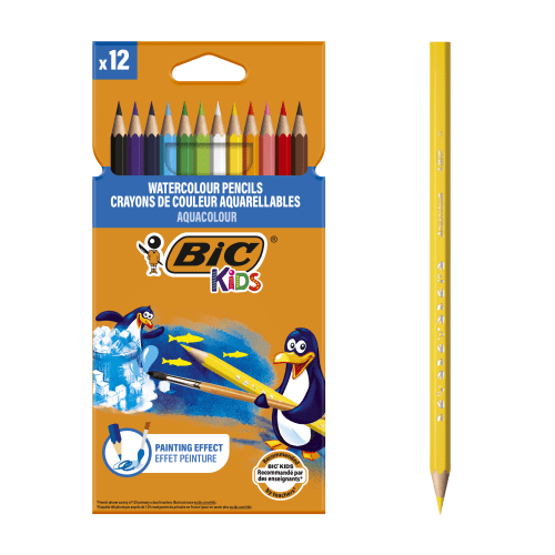 Crayons Aquarellables BIC Kids 12 Couleurs Effet Peinture - Librairie Oxford City