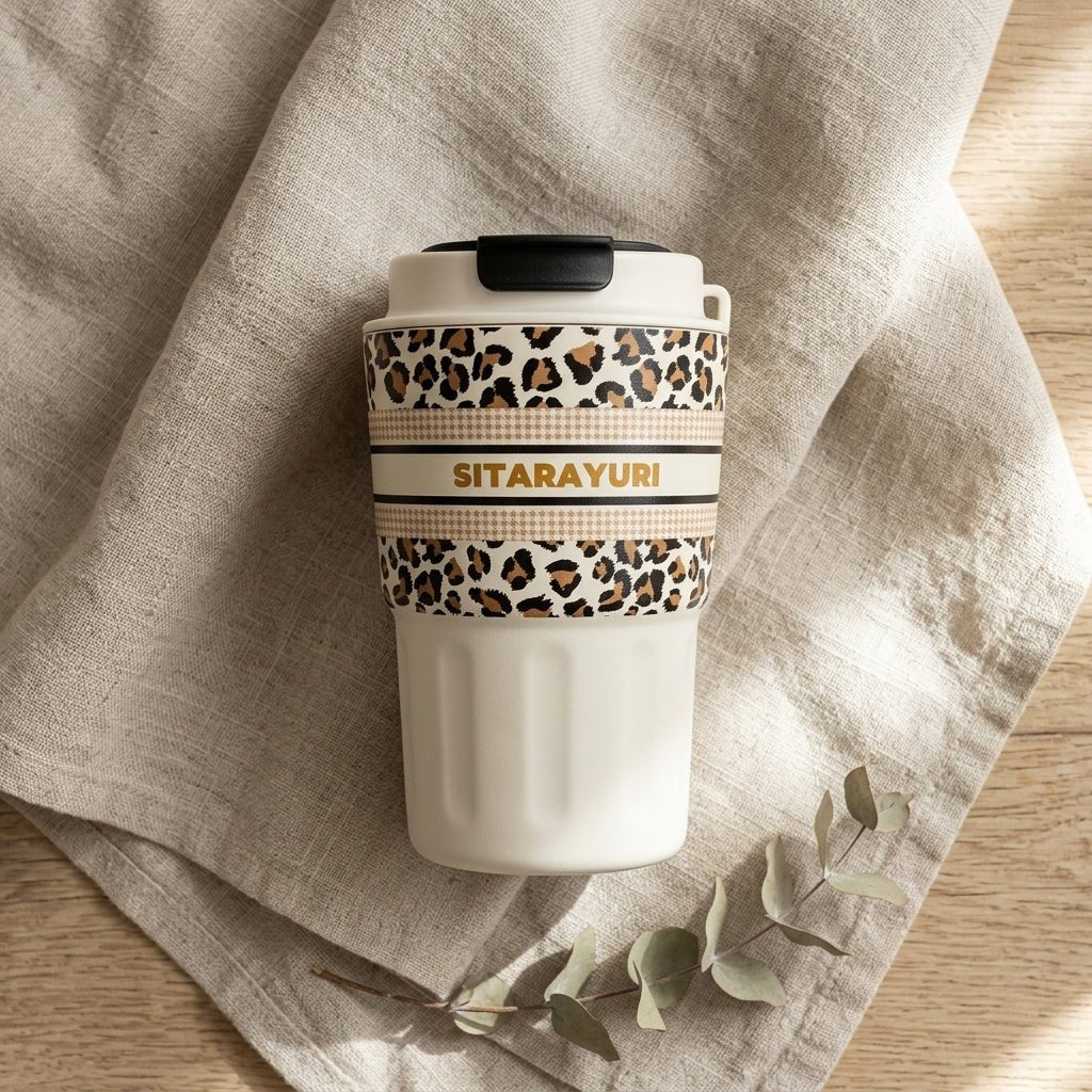Mug Thermos Inox Sitarayuri – Tasse Café Isotherme Design Imprimé | Oxford City - Librairie Oxford City