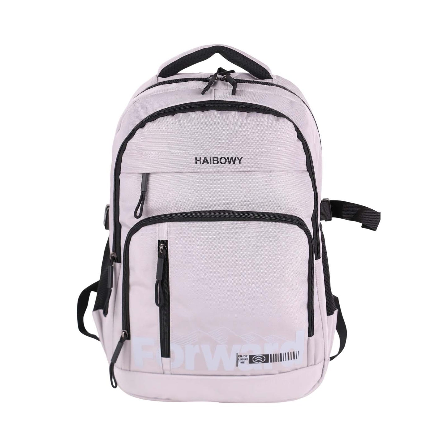 Sac à dos scolaire Haibowy grand format rose et noir, vue de face