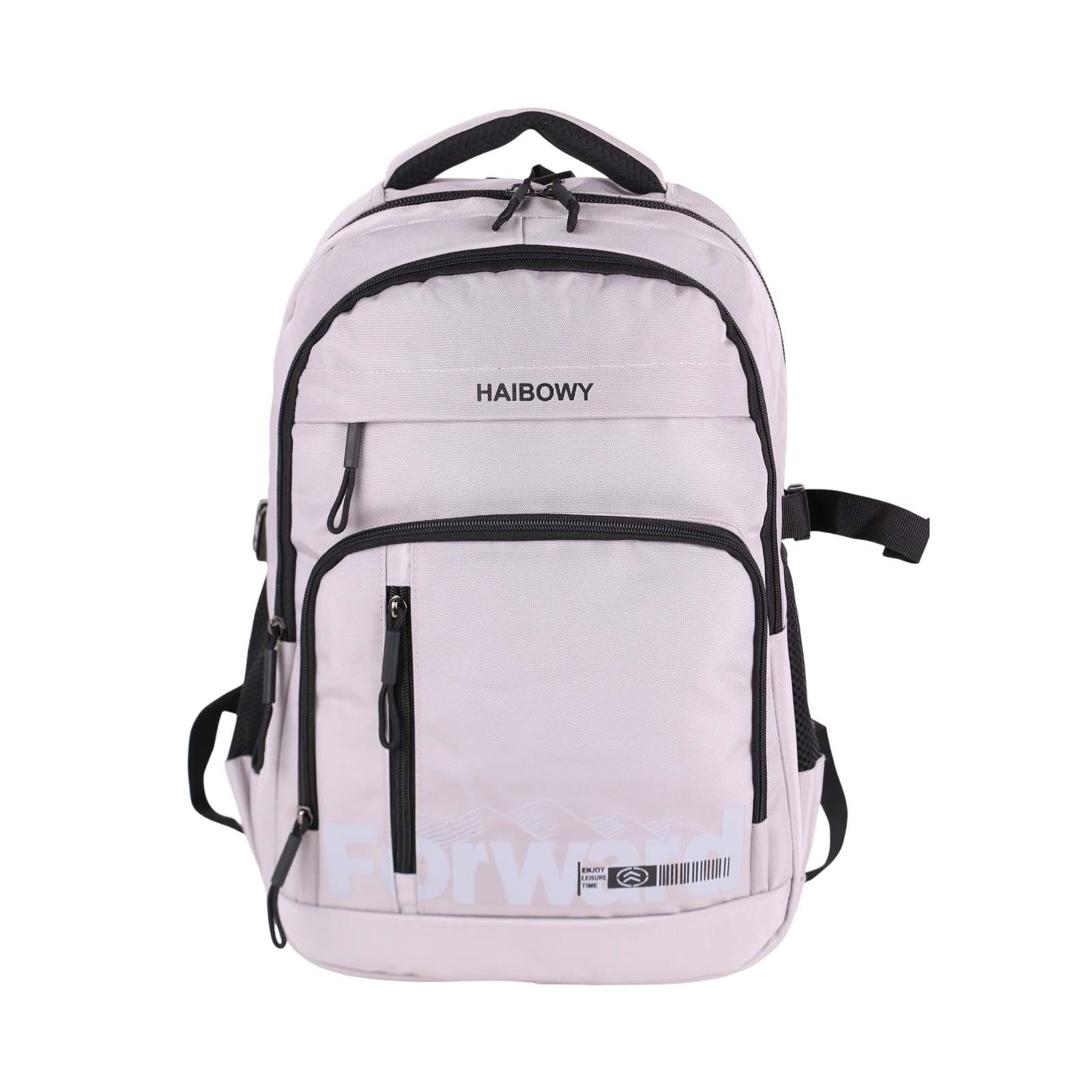 Sac à dos scolaire Haibowy grand format rose et noir, vue de face