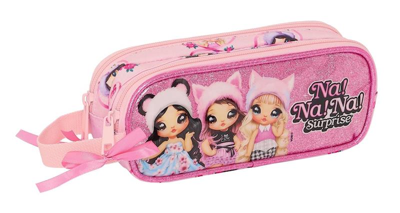 Trousse scolaire Na! Na! Na! Surprise rose pailletée 2 compartiments