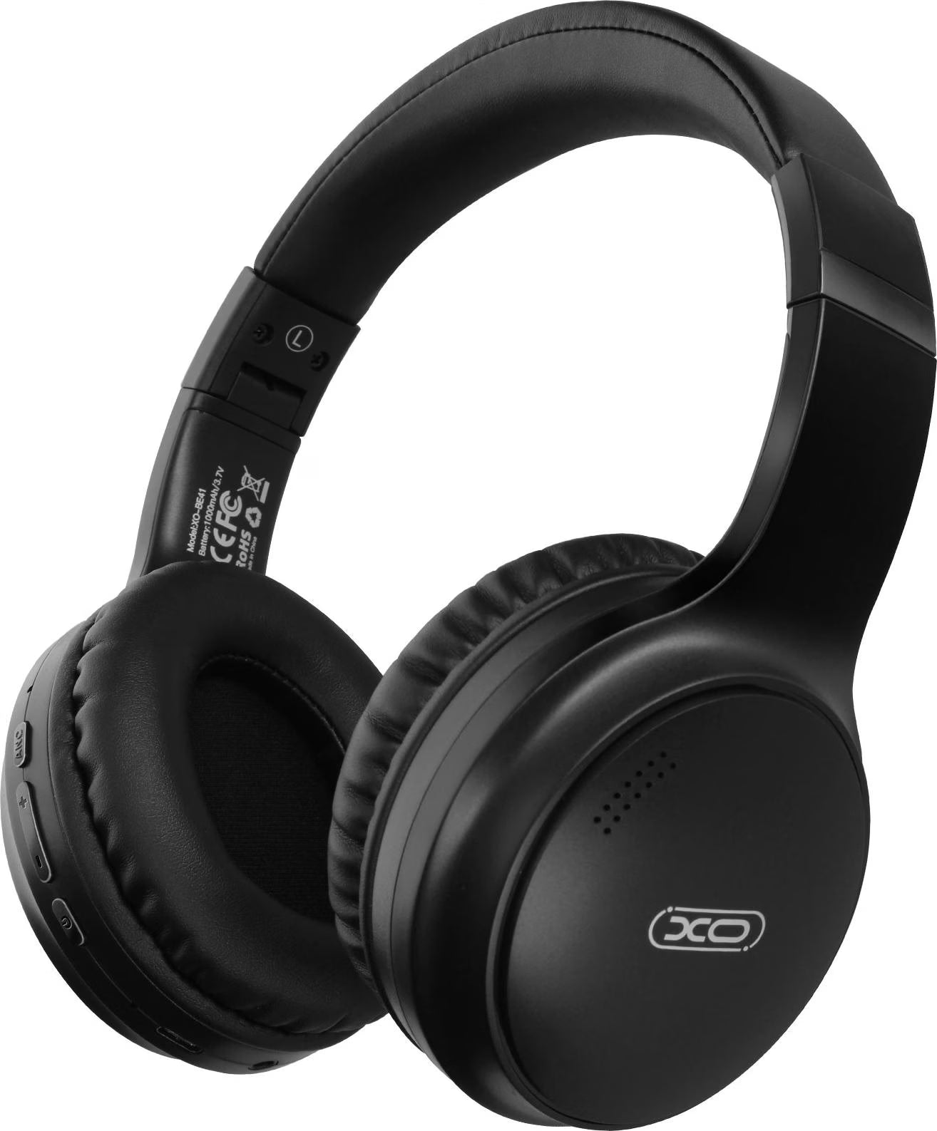 Casque XO-BE41 noir avec arceau ajustable et coussinets ergonomiques, vue de face