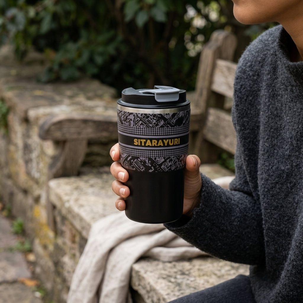 Mug Thermos Inox Sitarayuri – Tasse Café Isotherme Design Imprimé