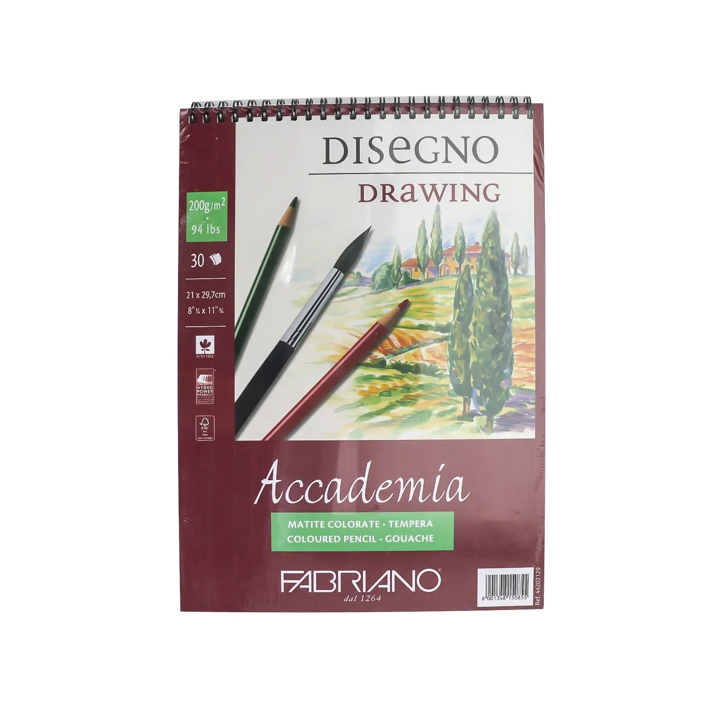 Bloc de Dessin Fabriano Accademia Disegno – A4 – 200 g/m² – 30 Feuilles