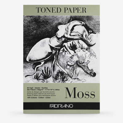 Bloc Fabriano Toned Paper – Moss – A3 – 50 feuilles – 120 g/m² – 15% coton