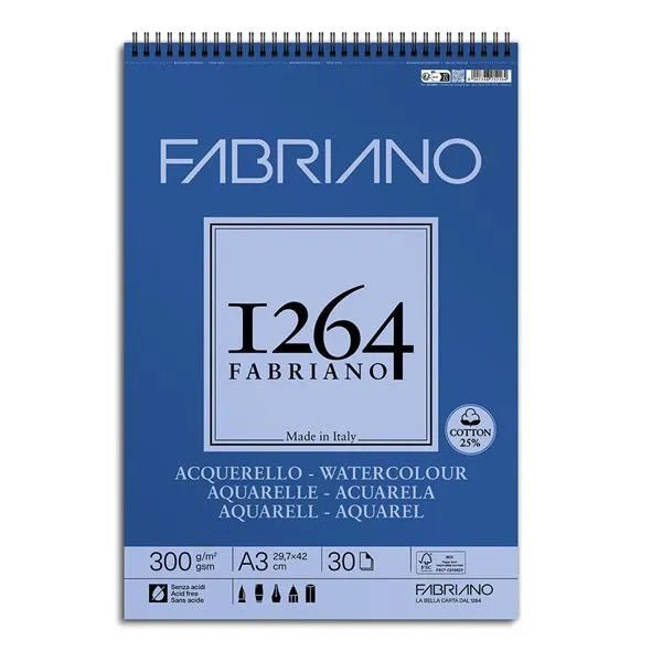 Fabriano Bloc 1264 Aquarelle – A3 – 30 feuilles – 300 g/m² – 25% coton - Librairie Oxford City