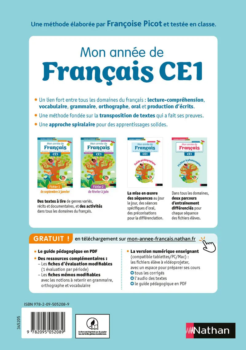 Nathan - Mon Année de Français CE1 - Fichiers Élève 1 & 2 - Édition 2025