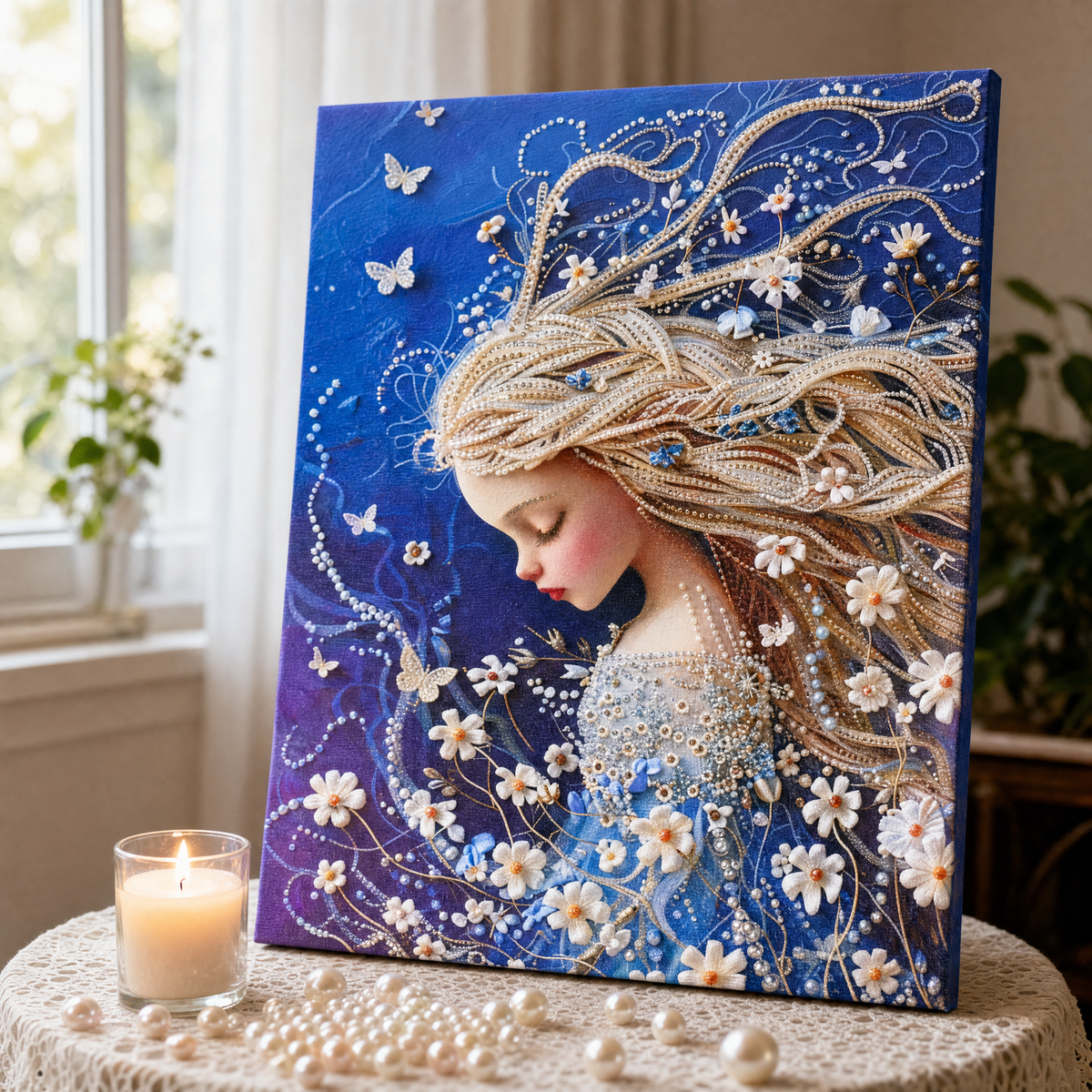 Kit DIY Perles avec Châssis Toile Imprimée 40×50 cm