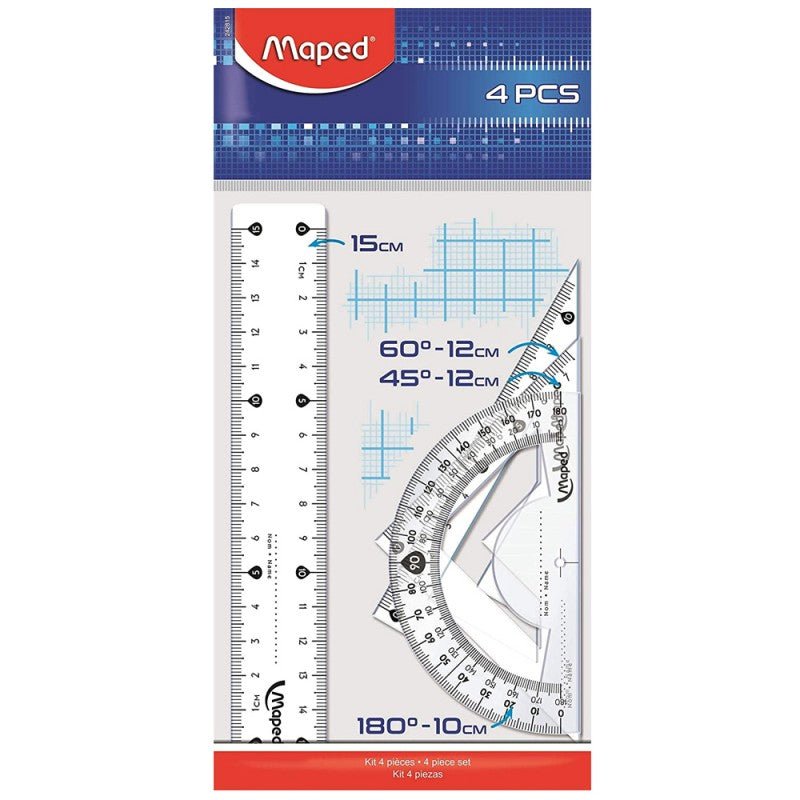 Kit Géométrie 4pcs Maped 15cm - Réf.242815 - Librairie Oxford City