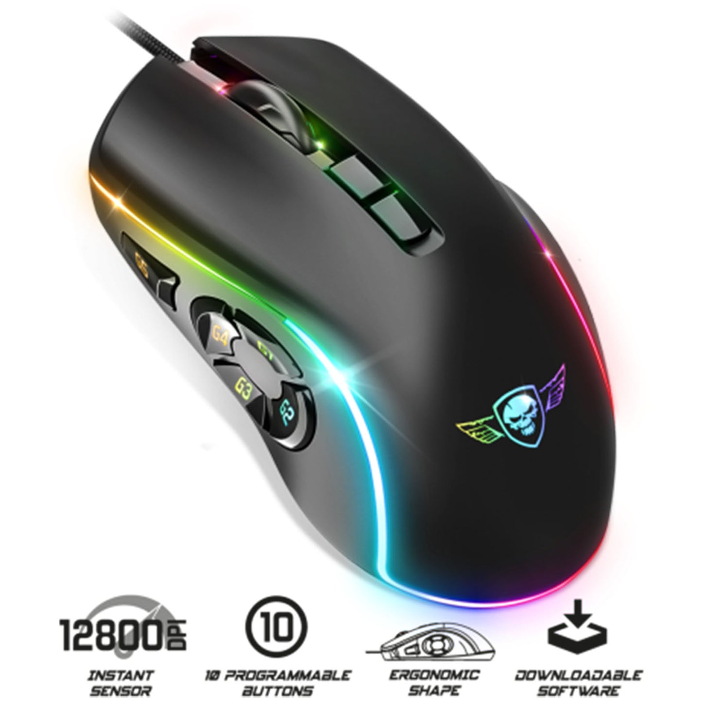 Souris filaire - Gaming - ELITE - M30 - LED - Personnalisable - Boutons programmables - Spirit of gamer - Librairie Oxford City