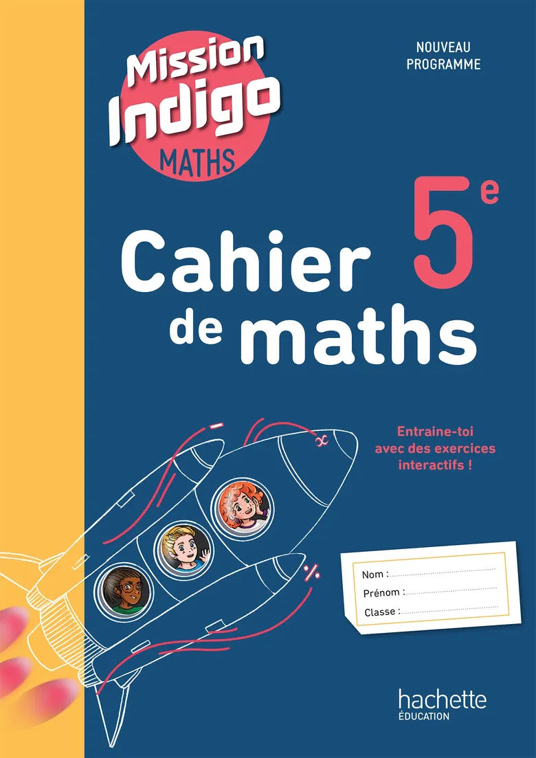 Cahier de l'élève Mission Indigo 5e édition 2026, couverture bleue jaune et rouge