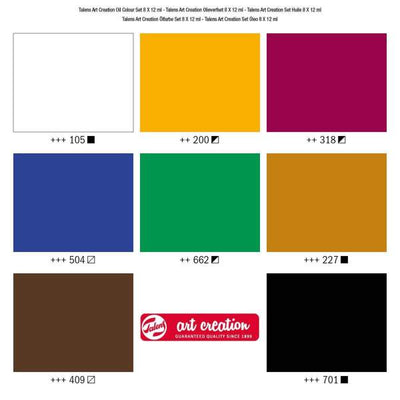 Set de Peinture Acrylique – Talens Art Creation – 8 Tubes de 12 ml - Librairie Oxford City